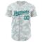 Custom White Teal 3D Pattern Design Curve Lines Authentic Baseball Jersey