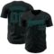 Custom Black Teal 3D Pattern Design Curve Lines Authentic Baseball Jersey