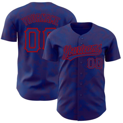 3DPattern2777 Custom Royal Red 3D Pattern Design Curve Lines Authentic Baseball Jersey
