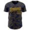 Custom Navy Gold 3D Pattern Design Curve Lines Authentic Baseball Jersey