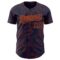 Custom Navy Orange 3D Pattern Design Curve Lines Authentic Baseball Jersey