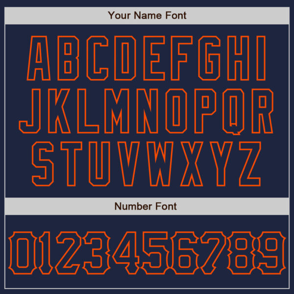 Custom Navy Orange 3D Pattern Design Curve Lines Authentic Baseball Jersey