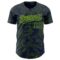 Custom Navy Neon Green 3D Pattern Design Curve Lines Authentic Baseball Jersey
