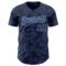Custom Navy Light Blue 3D Pattern Design Curve Lines Authentic Baseball Jersey