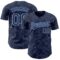 Custom Navy Light Blue 3D Pattern Design Curve Lines Authentic Baseball Jersey