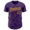 Custom Purple Gold 3D Pattern Design Curve Lines Authentic Baseball Jersey
