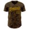 Custom Brown Gold 3D Pattern Design Curve Lines Authentic Baseball Jersey