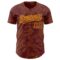 Custom Burgundy Gold 3D Pattern Design Curve Lines Authentic Baseball Jersey