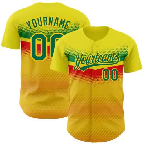 3DPattern2796 Custom Yellow Kelly Green 3D Pattern Design Abstract Vibe Dots Authentic Baseball Jersey