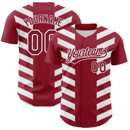 3DPattern2797 Custom Crimson White 3D Pattern Design Side Stripes Authentic Baseball Jersey