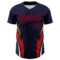 Custom Navy Red 3D Pattern Design Side Stripes Authentic Baseball Jersey