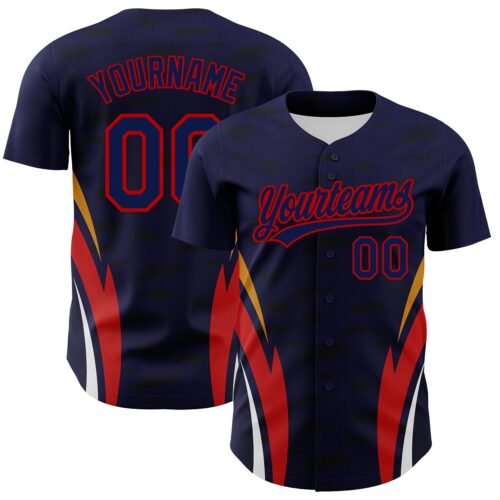 3DPattern2800_4cd6ab8a-1dbf-4b0a-9f9b-1d9d9f0d8026 Custom Navy Red 3D Pattern Design Side Stripes Authentic Baseball Jersey