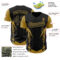 Custom Black Old Gold 3D Pattern Design Side Sharp Edges Authentic Baseball Jersey