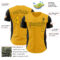 Custom Gold Black 3D Pattern Design Side Panel Stripes Authentic Baseball Jersey