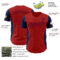 Custom Red Navy 3D Pattern Design Side Panel Stripes Authentic Baseball Jersey