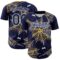 Custom Navy Gold-White 3D Pattern Design Spider Web Authentic Baseball Jersey