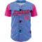 Custom Light Blue Pink-Black 3D Pattern Design Spider Web Authentic Baseball Jersey