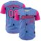 Custom Light Blue Pink-Black 3D Pattern Design Spider Web Authentic Baseball Jersey