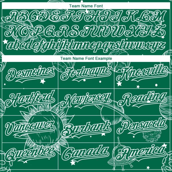Custom Kelly Green White 3D Pattern Design Planets Authentic Baseball Jersey