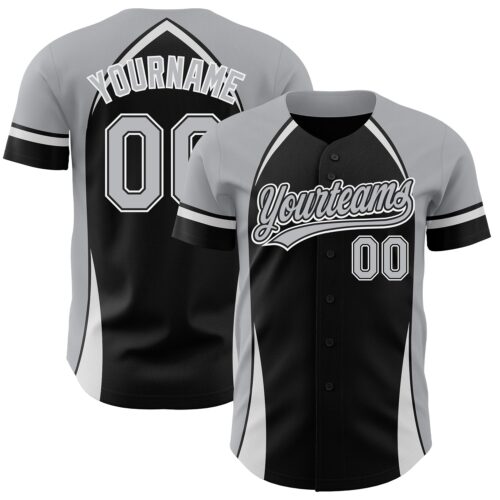 3DPattern2855 Custom Black Gray-White 3D Pattern Design Curve Solid Authentic Baseball Jersey