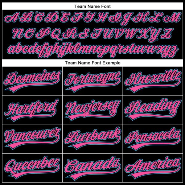 Custom Black Sky Blue-Pink 3D Pattern Design Curve Solid Authentic Baseball Jersey