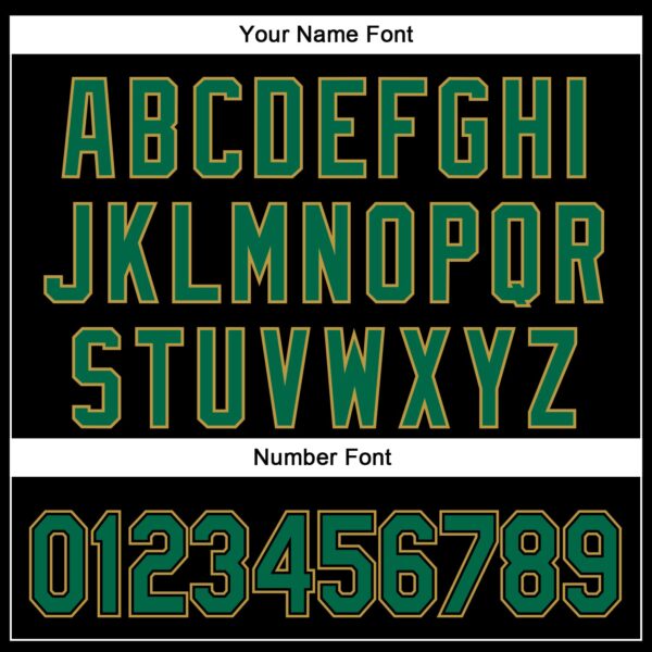 Custom Black Kelly Green-Old Gold 3D Pattern Design Curve Solid Authentic Baseball Jersey