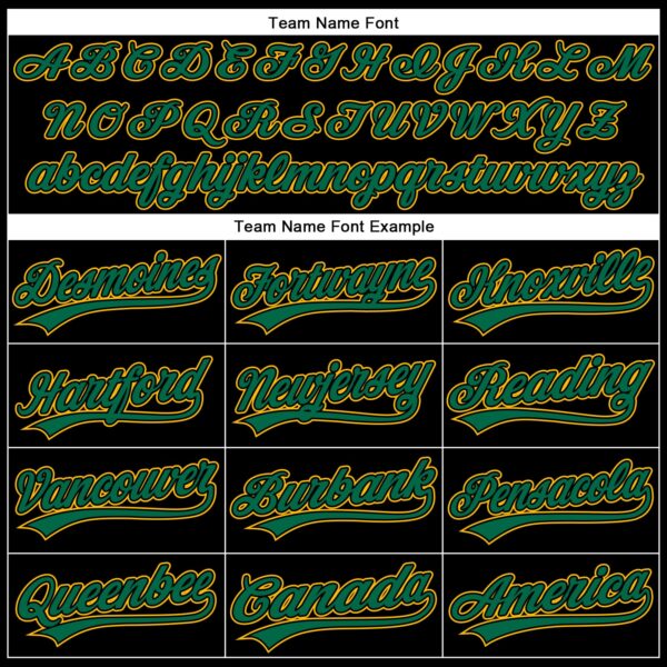 Custom Black Kelly Green-Gold 3D Pattern Design Curve Solid Authentic Baseball Jersey