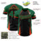 Custom Black Kelly Green-Orange 3D Pattern Design Curve Solid Authentic Baseball Jersey