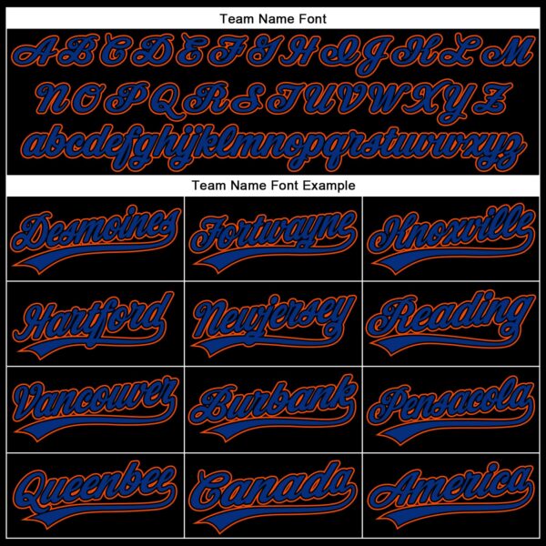 Custom Black Royal-Orange 3D Pattern Design Curve Solid Authentic Baseball Jersey