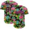 Custom Black Pink 3D Pattern Design Northeast China Big Flower Authentic Baseball Jersey