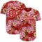 Custom Red White 3D Pattern Design Northeast China Big Flower Authentic Baseball Jersey