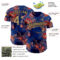 Custom Navy Old Gold-Black 3D Pattern Design Northeast China Big Flower Authentic Baseball Jersey