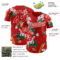 Custom Red White 3D Pattern Design Northeast China Big Flower Authentic Baseball Jersey