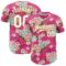 Custom Hot Pink White-Old Gold 3D Pattern Design Northeast China Big Flower Authentic Baseball Jersey