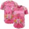 Custom Neon Pink Pink-White 3D Pattern Design Northeast China Big Flower Authentic Baseball Jersey