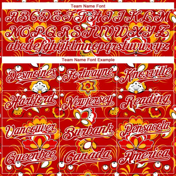 Custom Red White 3D Pattern Design Northeast China Big Flower Authentic Baseball Jersey
