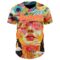 Custom Red Pink-Yellow 3D Pattern Design Abstract Painting Authentic Baseball Jersey