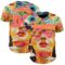 Custom Red Pink-Yellow 3D Pattern Design Abstract Painting Authentic Baseball Jersey