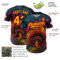 Custom Black Gold-Red 3D Pattern Design Peacock With Feather Authentic Baseball Jersey