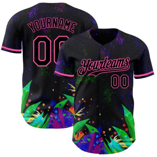 3DPattern3568 Custom Black Pink 3D Pattern Design Holi Festival Color Powder Authentic Baseball Jersey