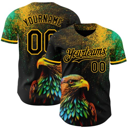 3DPattern3571 Custom Black Gold 3D Pattern Design Holi Festival Color Powder Authentic Baseball Jersey