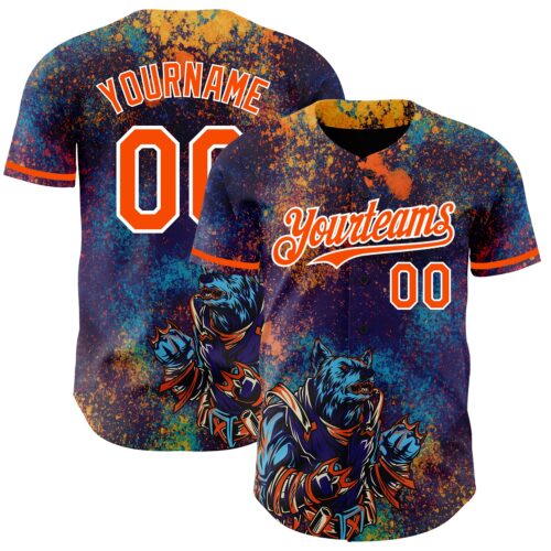 3DPattern3573 Custom Purple Orange-White 3D Pattern Design Holi Festival Color Powder Authentic Baseball Jersey
