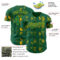 Custom Kelly Green Gold 3D Pattern Design Halftone Geometric Shapes Authentic Baseball Jersey