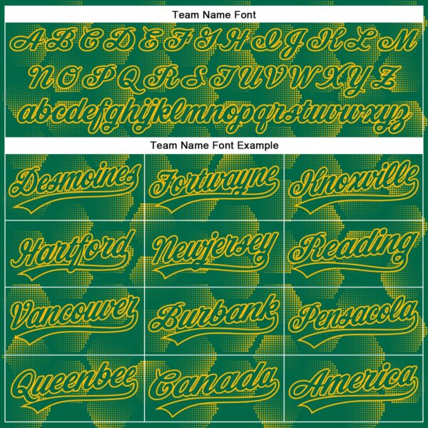 Custom Kelly Green Gold 3D Pattern Design Halftone Geometric Shapes Authentic Baseball Jersey