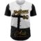 Custom White Black-Old Gold 3D Pattern Design Religion Cross Jesus Christ Ash Wednesday Authentic Baseball Jersey