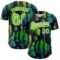 Custom Navy Aurora Green-White 3D Pattern Design Cactus Festival Authentic Baseball Jersey