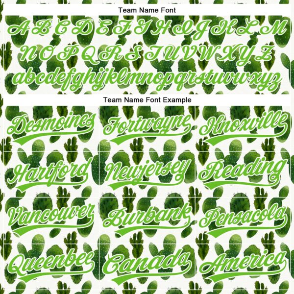 Custom White Aurora Green 3D Pattern Design Cactus Festival Authentic Baseball Jersey