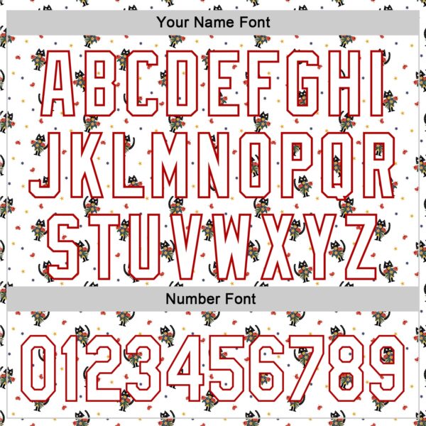 Custom White Red 3D Pattern Design Animal Cat Authentic Baseball Jersey
