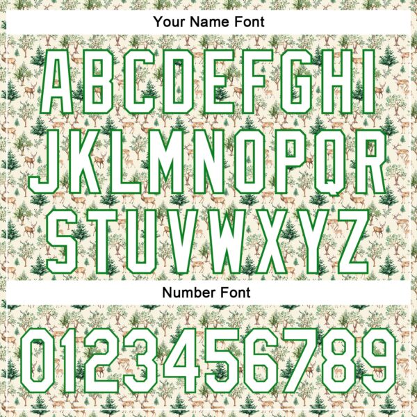 Custom Cream White-Grass Green 3D Pattern Design Animal Deer Authentic Baseball Jersey