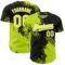 Custom Neon Yellow Black-White 3D Pattern Design Abstract Brush Stroke Authentic Baseball Jersey